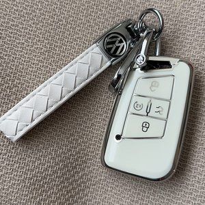 VW Volkswagen Key Fob Cover with Leather Lanyard